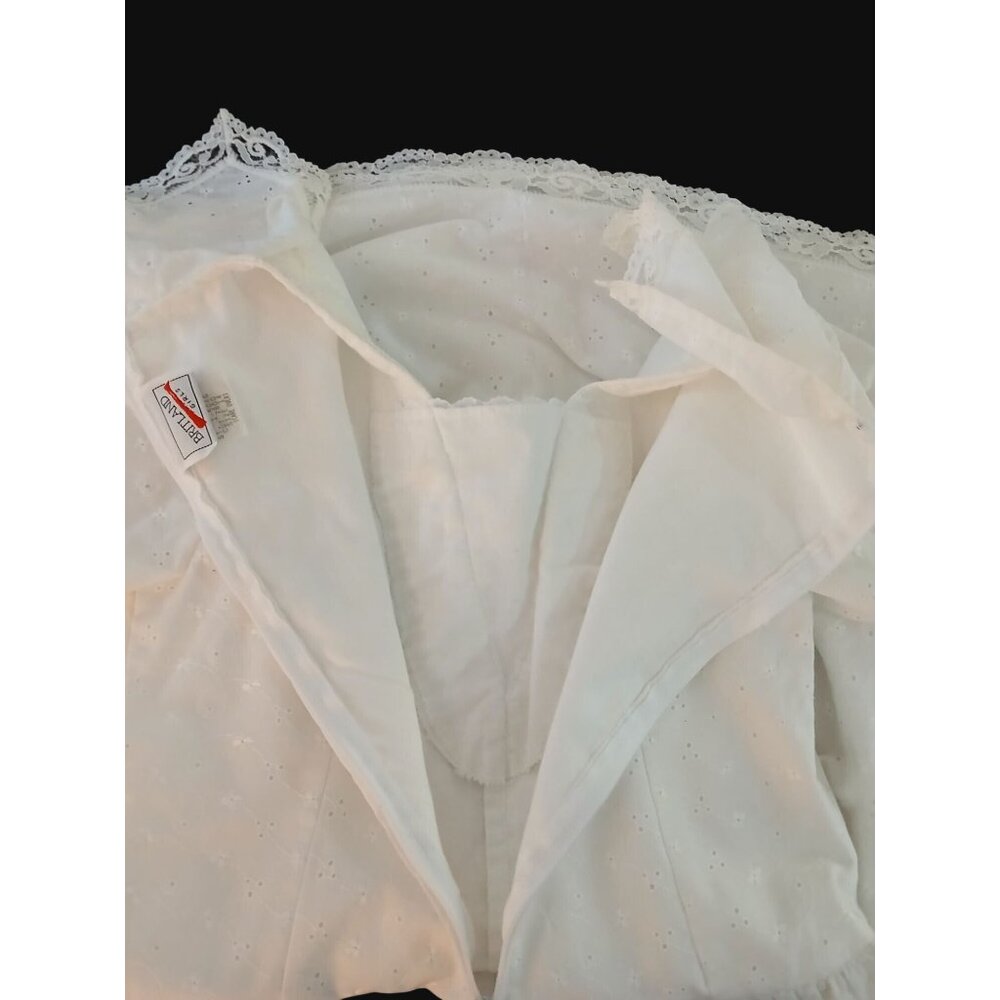 Vintage Britland Girls White Eyelet Lace Dress V Neck Size 14 Prairie Cottage - Picture 15 of 16